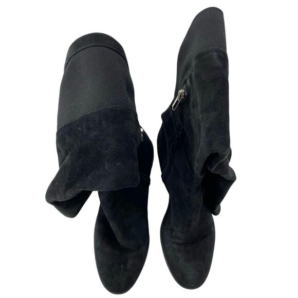 Sam Edelman Women's Black Suede Block Heel Zip Up Round Toe Tall Boots Size 6 - Picture 2 of 7